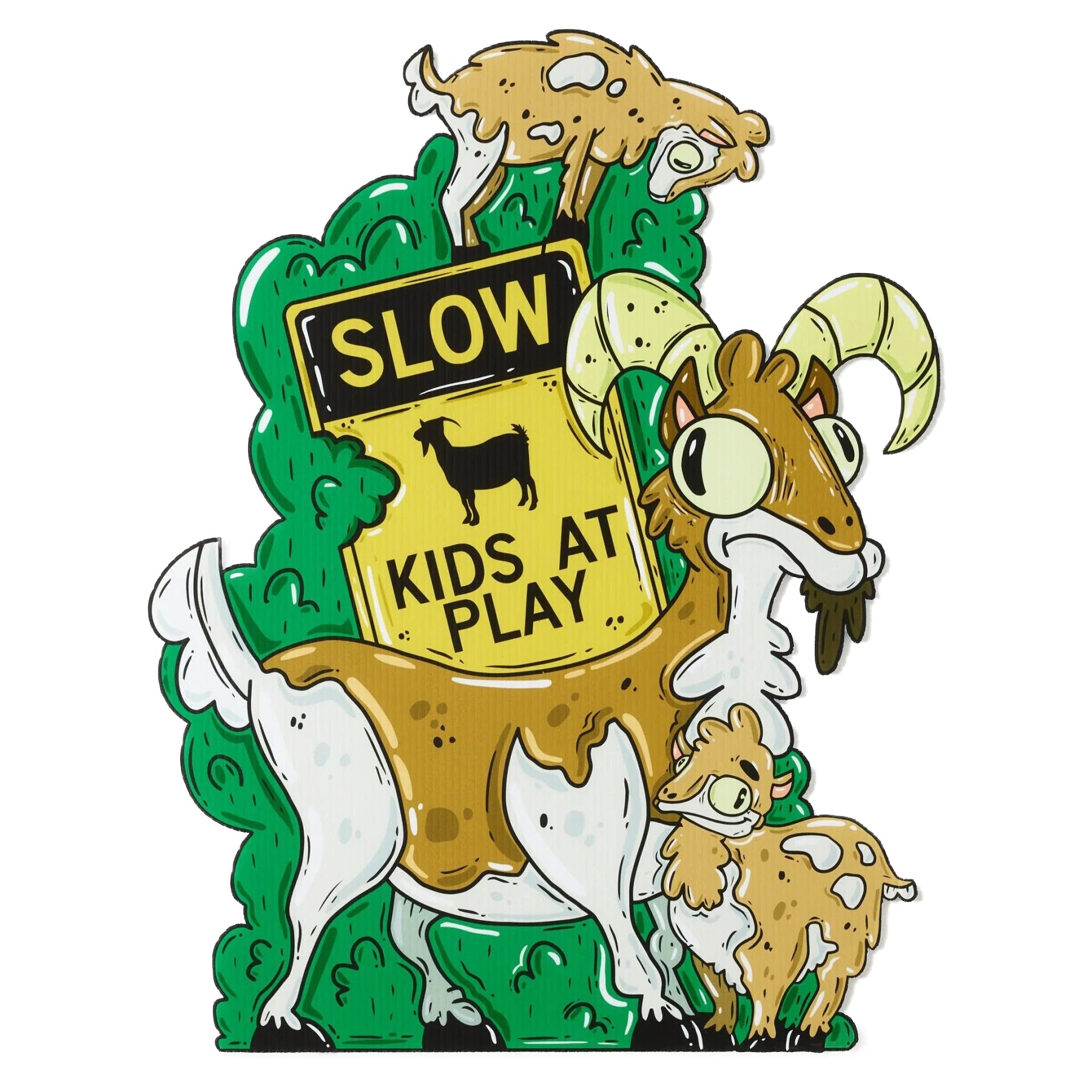 The Goatley Family of Goats | "Kids at Play" Yard Sign - Mike Bennett Studios