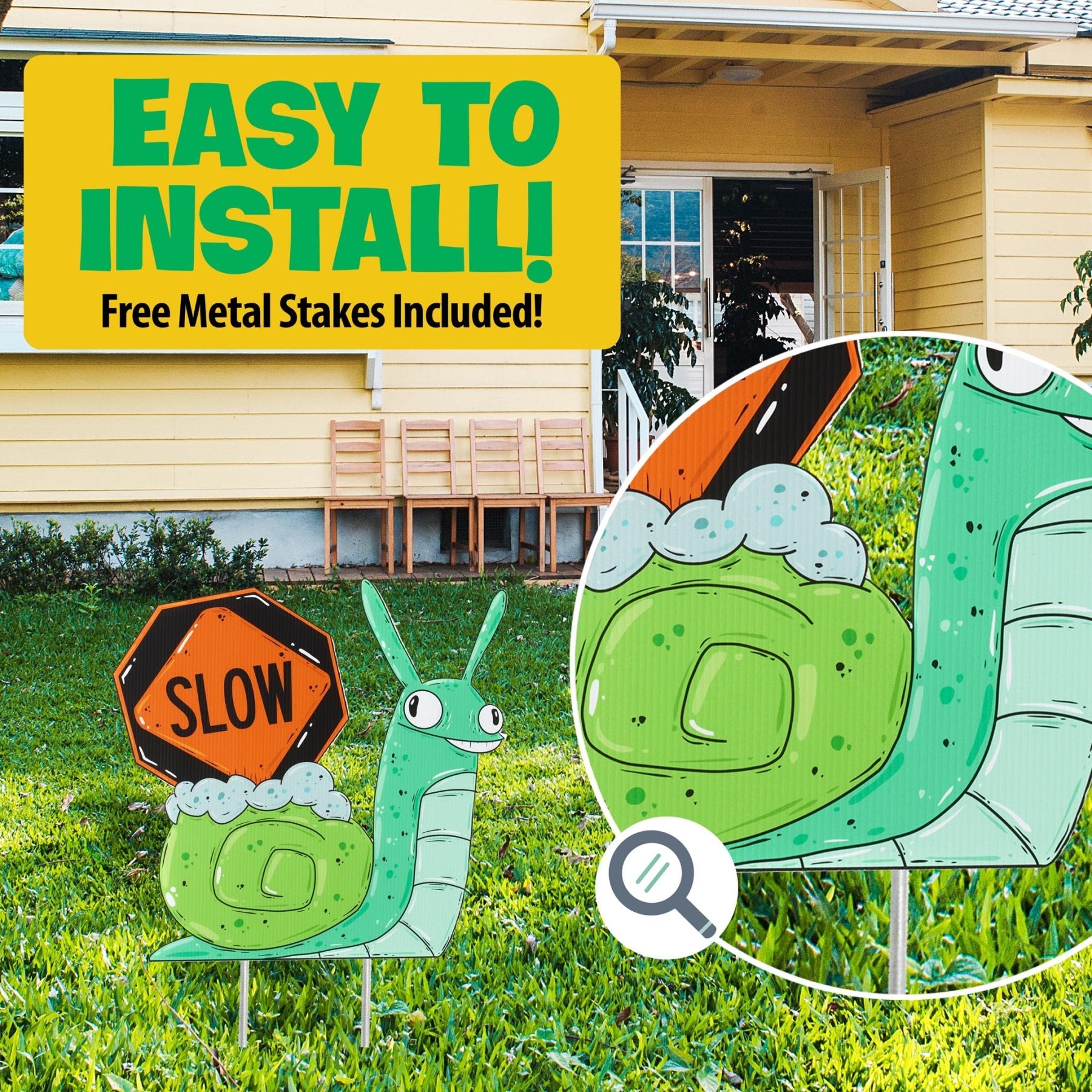 Sonny the Snail | "Slow" Yard Sign - Mike Bennett Studios