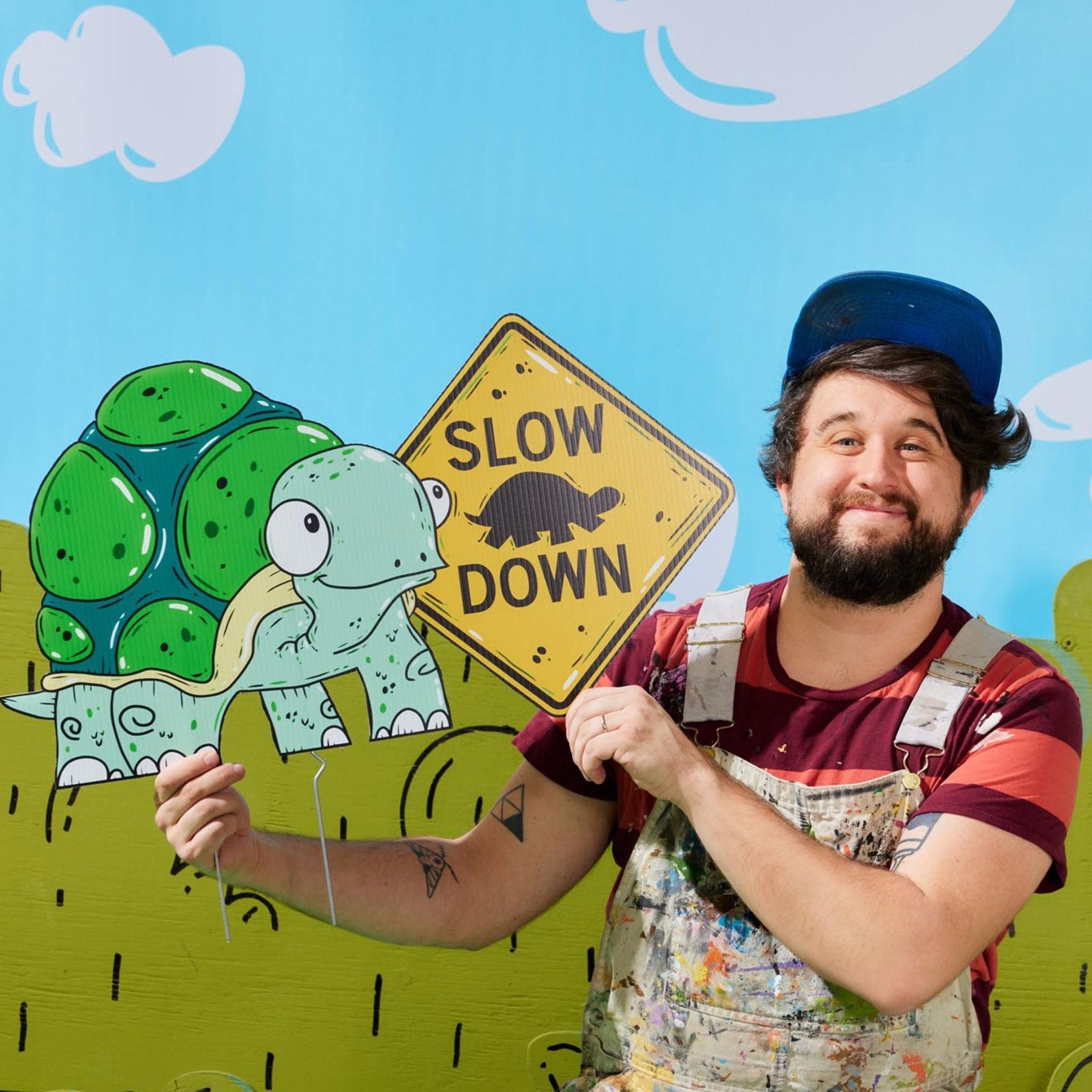 Terrance the Turtle | "Slow Down" Yard Sign - Mike Bennett Studios