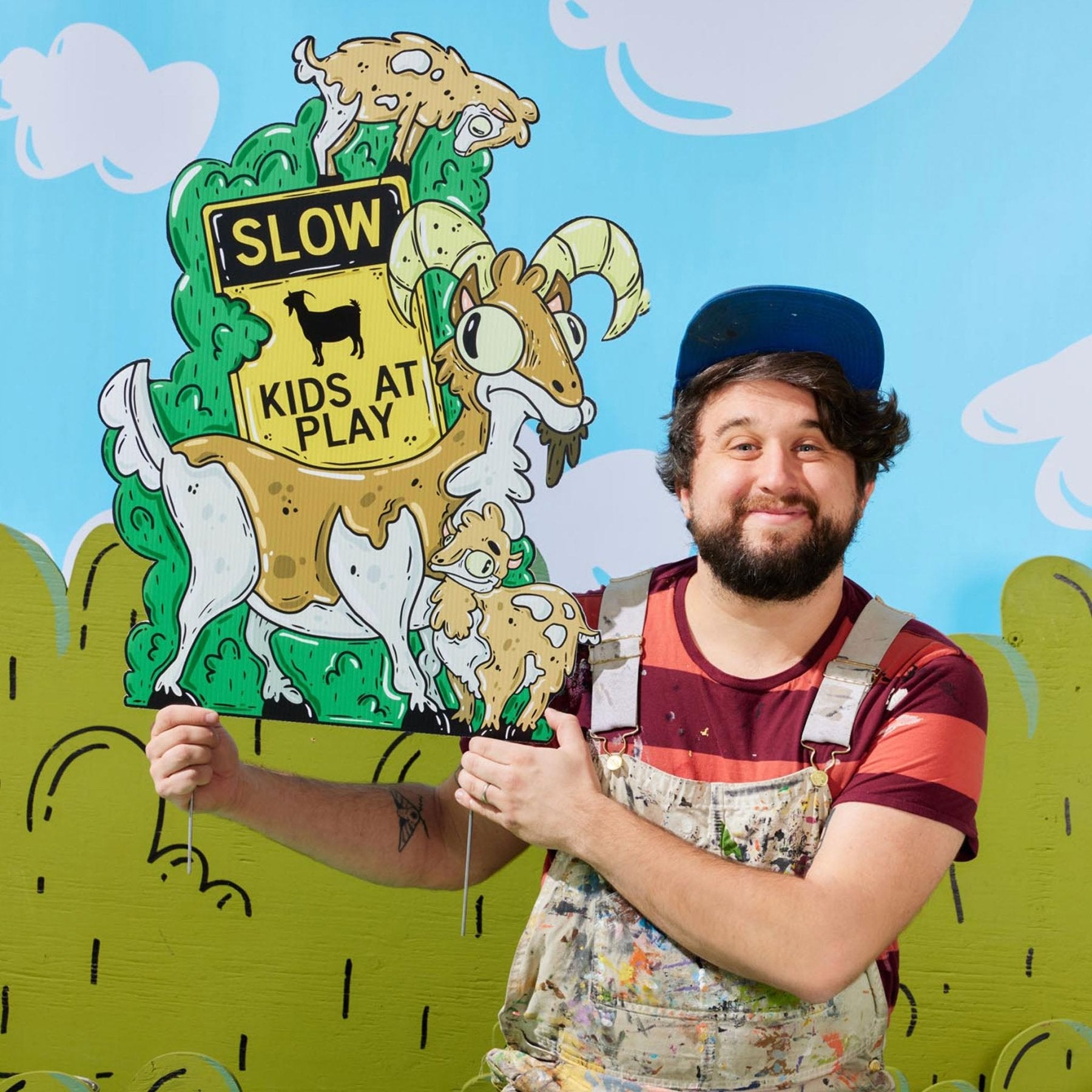 The Goatley Family of Goats | "Kids at Play" Yard Sign - Mike Bennett Studios