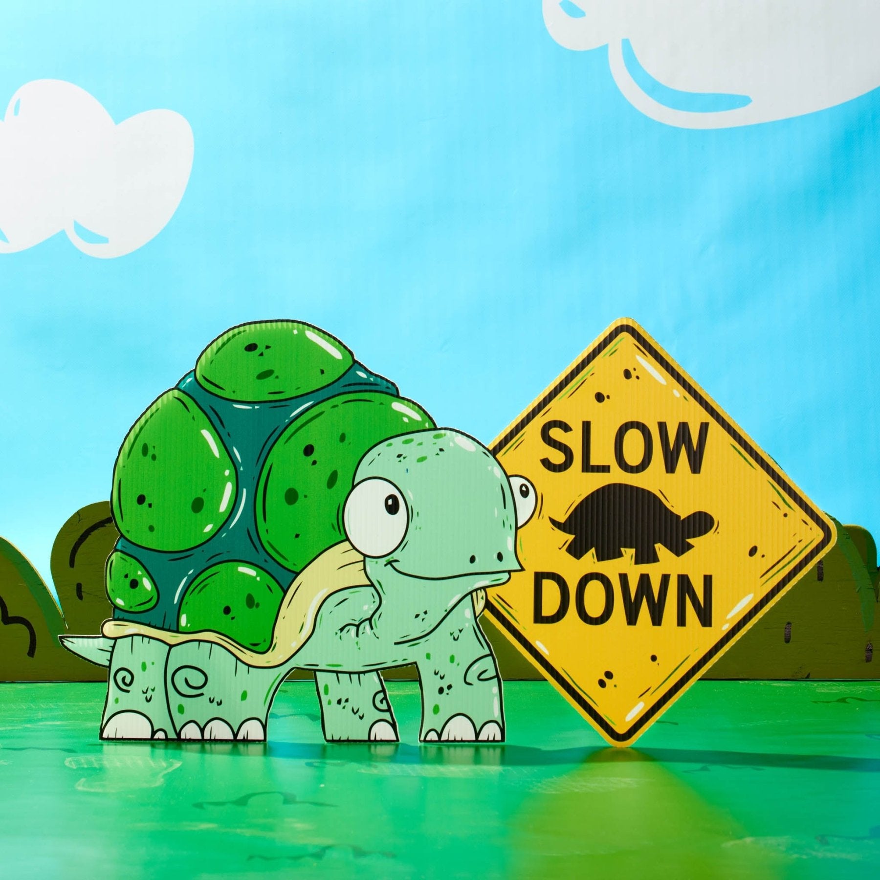 Terrance the Turtle | "Slow Down" Yard Sign - Mike Bennett Studios